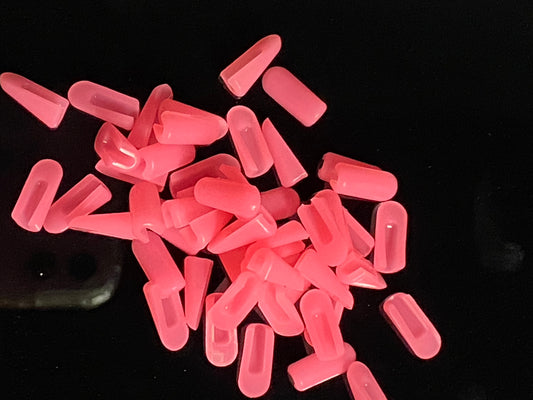 Rose pink end caps, viewed from all sides