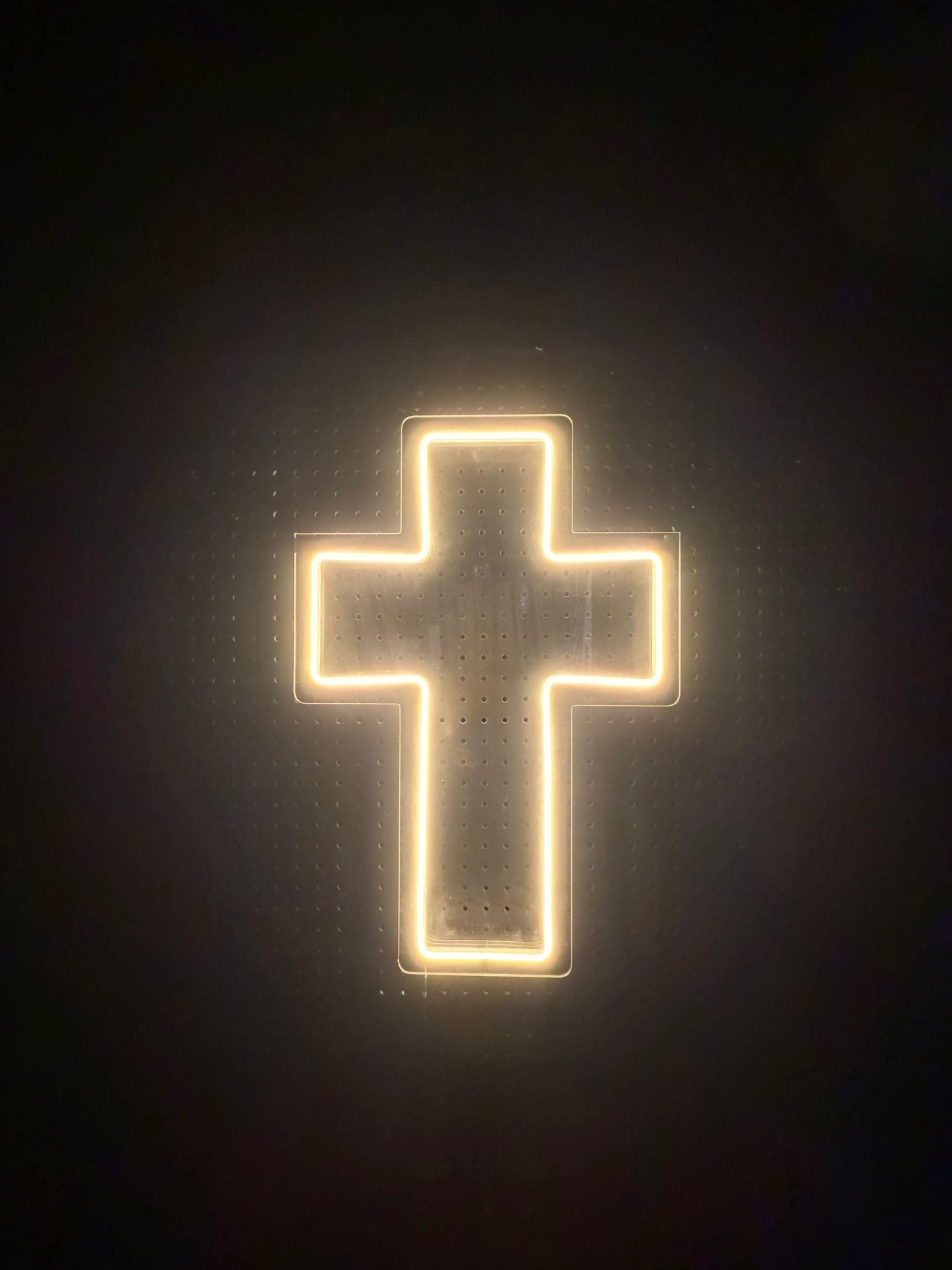 Warm White LED Neon Cross on clear acrylic