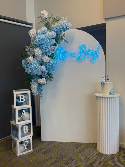 Ice Blue LED "It's a boy" on clear acrylic