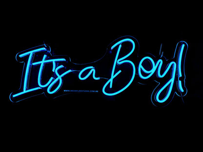 Ice Blue LED "It's a boy" on clear acrylic